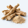 Ashwagandha roots and finely ground root powder